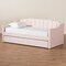 Baxton Studio Lennon Modern and Contemporary Pink Velvet Fabric Twin Size Daybed with Trundle 186-11472-Zoro - alternate 9